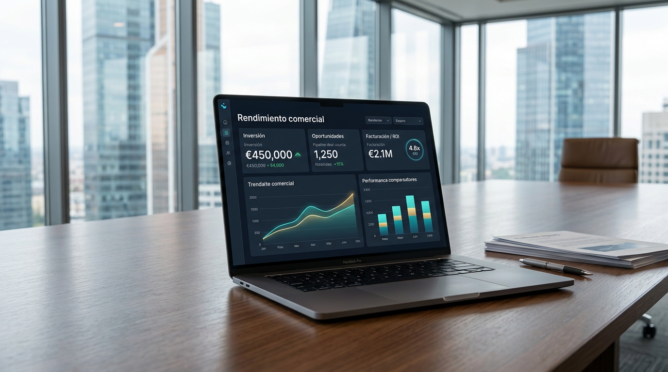 Tablero de Business Intelligence y rendimiento comercial ejecutivo para directores generales