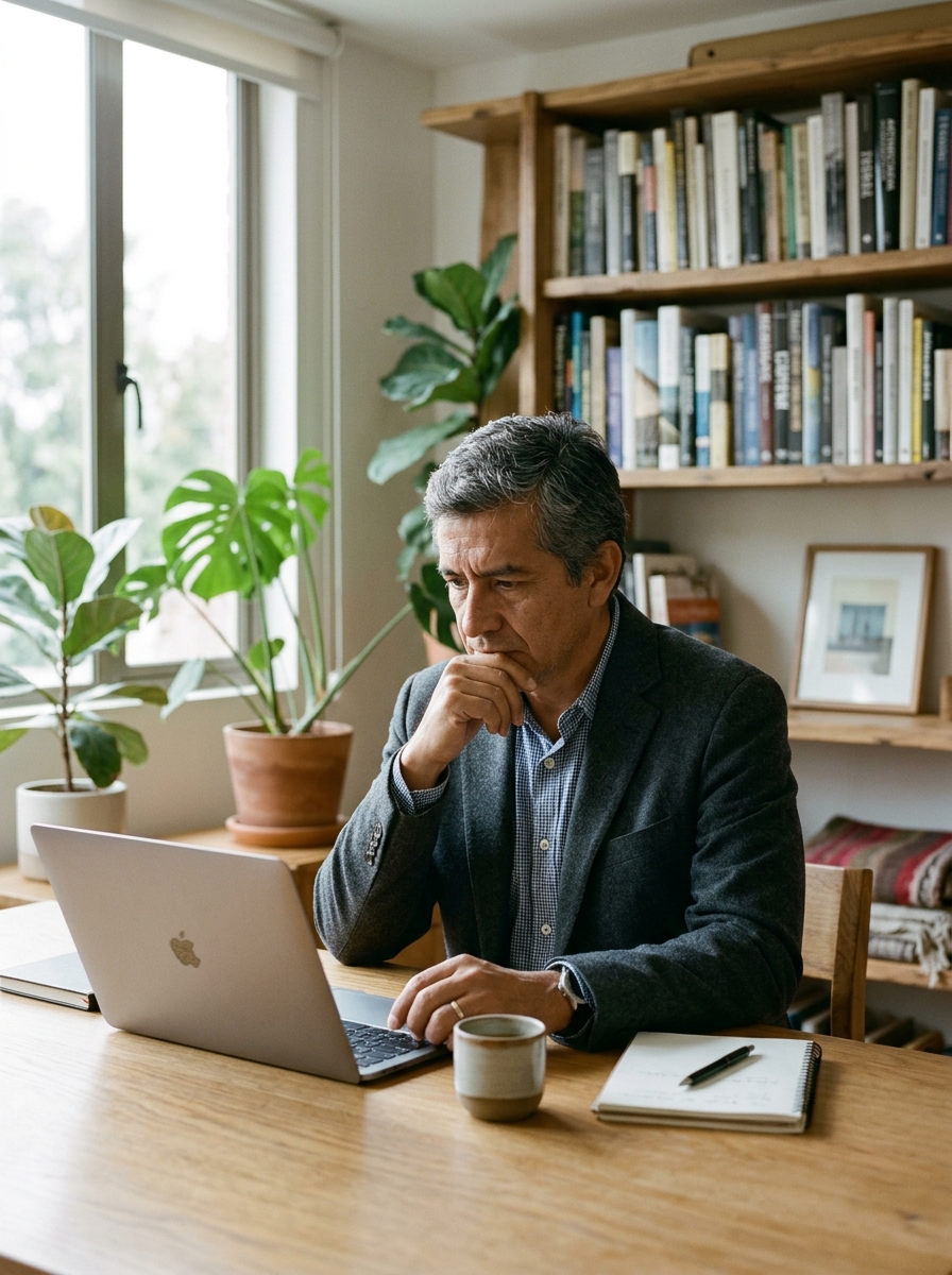Gerente investigando proveedores antes de tomar una decisión comercial